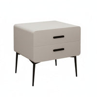 Single-Drawer End Table Cream aesthetic Nightstand Rounded Corners for Students