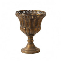 Antique Gold Vase Flared edge Flower Pot Square Footed House Decoration