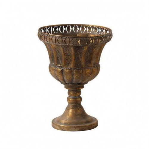 Antique Gold Vase Flared edge Flower Pot Square Footed House Decoration