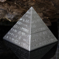 Pyramid Jewelry Box Engraved Pattern Tin Alloy Jewelry Box Open Interior