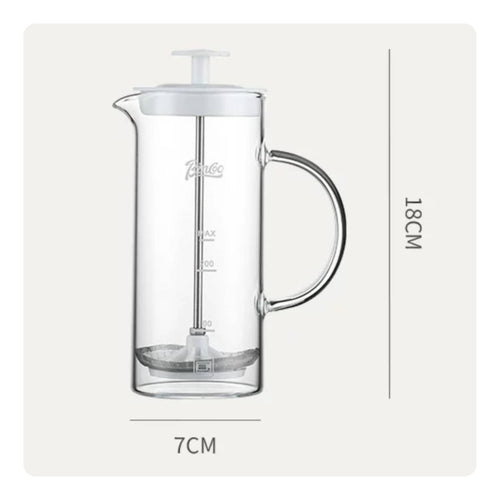 Glass Milk Frother Transparent Plunger Milk Frother Cylindrical