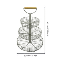 3-Tier Fruit Basket Countertop Fruit Basket with Wooden Handle Space-Saving