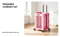 Portable Grocery Cart Telescopic Handle Rolling Grocery Carrier Lattice Side Panels