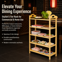 Freestanding Wooden Food Display Rack, Buffet Risers, Restaurant Kitchen Display Unit, Modern Hot Pot Food Stand