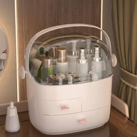 Vanity organizer with Drawers particle-resistantproof Cosmetic Display Case Clear View Lid