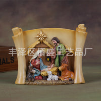 Realistic Nativity Scene Resin Figurine Set, Classical Christmas Decor