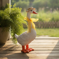 Goose Ornament with Hat Resin Garden Goose Statue Decorative Garden Statue for Gardeners, Homeowners, Yard, Patio, Flower Bed