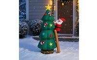 Freestanding Inflatable Christmas Tree with Santa Festive Christmas Tree with Climbing Santa Outdoor Decoration Indoor for Yard, Porch, Entryway