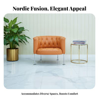 3-Seater Minimalist Settee Nordic Design Upholstered Settee with Armrests Sturdy Frame Deep Seat for Families, Boutique, Bedroom