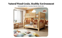 Solid Wood Bunk Bed Guard Rails Wooden Bunk Bed Frame Multi-Functional Bedroom Furniture for Children, Families, Small Areas, Guest Room, Home