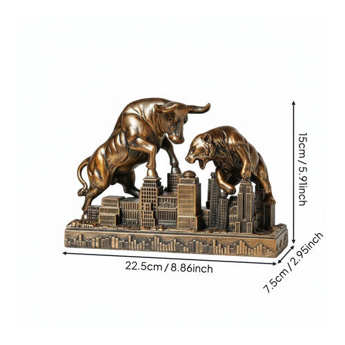 Bull Versus Bear Figurine Symbolic Gift Bull and Bear Statue Handmade for Office