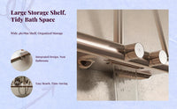 Rainfall Shower System, Brushed Copper Gold Brass, Temperature-Controlled, High Pressure, Wall Mounted, Large Flow, Bathroom Accessory Set