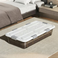 Wheeled Flat Storage container Clear View Wheeled Underbed Container Space Saving