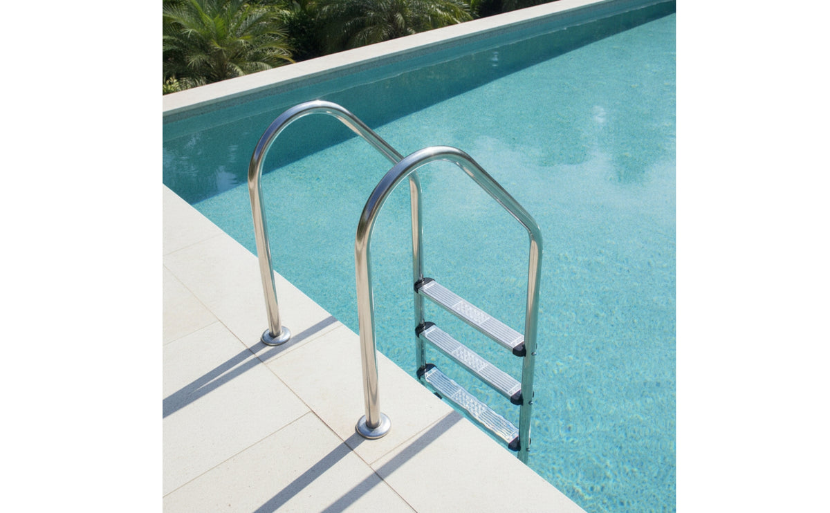 Stainless Steel Swimming Pool Ladder with Handrails Rust-Resistant Pool Ladder with Handrails Cylindrical Reinforced for Backyard Pools