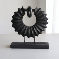 Radiant Sculpture Carved Circular Sculpture with Base Minimalist for Entryway