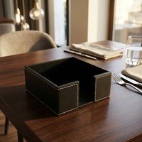 Tissue Box Holder for Home Office and Car, PU Leather Napkin Holder with MDF Board, Square Opening Napkin Dispenser, Desk Organizer 0.2kg Pack 1