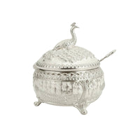 Vintage-style Seasoning Box with Spoons Lead-free Wide-mouth Spice Canister Food-grade Lidded Seasoning Jar Moisture-proof Condiment Pot Non-slip Animal Decor Lid Jar Suitable for Home Dining Table Kitchen Display