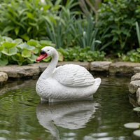 White Swan Ornament Floating Swan Figurine Plastic Animal Statue Decorative for Pond, Water Garden, Pool