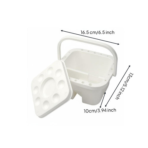 3-Section Brush Washer Slanted Grooves Portable Watercolor Container for Artists