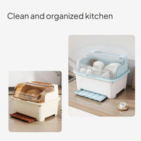 Kitchen Dish Drainer Cabinet with Lid and Drawer Tray