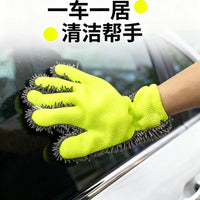 雪尼尔加厚五指洗车手套双面擦车巾不伤车漆清洁汽车轮毂清洗毛巾