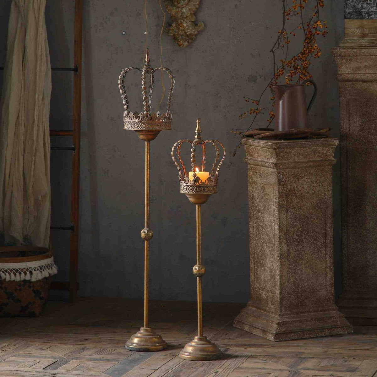 Vintage Iron Crown Candle Holder