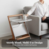 2-Tier Rolling Side Table With casters Magazine Rack Sturdy Construction