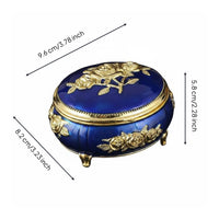 Vintage Metal Jewelry Box Presentable Storage Decor Rustproof for Vanity