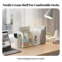 Partitioned Book Rack with Pen Holder Multifunctional for Distant Workers