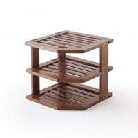 Three-Tier Corner Storage Rack Rustic 3 Tier Countertop Organizer Farmhouse Furniture for Cabinets