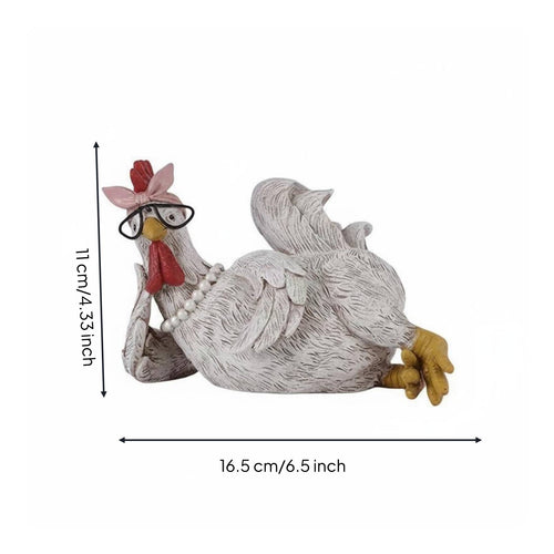 Cock Figure and Hen Statue Cute Chicken Figurine Set Creative Design for Desktop