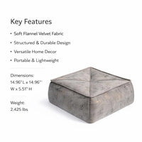 Footstool Pouf Chair Pouffe, Velvet Beanbag Ottoman Round Circle, Living Room Po #variant:Square M (38x38x14cm)