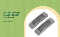 No-hole, no-drill handle. Discreet pull, pressure-sensitive installation. Suitable for kitchen, cabinet, drawer, glass, sliding, and wooden doors.