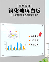 跨境出口超白磁性钢化玻璃白板挂式办公室写字板家用教学培训
