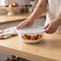 Enamel Mixing Bowl Set with Stainless Steel Rim, Thickened Design, Various Patterns