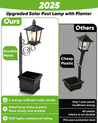 2-in-1 Solar Wall Lamp with Flower Pot Design for Garden and Patio