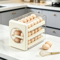 Refrigerator Egg Storage Box with Automatic Rolling Feature