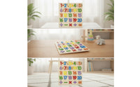 Chunky Puzzle Board with Inset Pieces Raised Wooden Learning Board Educational Wooden Peg Puzzle Colorful for Toddlers, Preschoolers, Daycare, Playroom