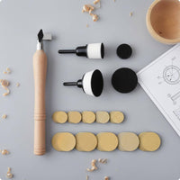 55 Pieces Bowl Sander Set Ergonomic Handle Wood Lathe Sanding Kit Buffing Pads Included Lathe Sanding Kit for Woodworkers