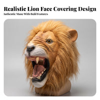Tear-Resistant Lion Costume Face | Realistic, Lion Head face covering, Cosplay, for Halloween