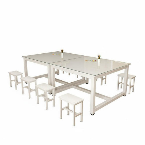 Kindergarten Glass Craft Station Firm Table and Sturdy Kids Group Craft Table Kids Learning Desk for Students, Teachers, Playroom, Home, Homework