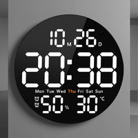 Digital Wall Clock with Temperature and humidity Modern Electronic Wall Clock Oversized for Living Room, Bedroom
