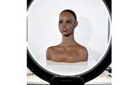 Mannequin Head with Shoulders Dark Brown Hairpiece Display Head Matte Mannequin Bust for Salons
