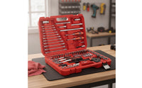121 Pieces Car Repair Tool Set Vanadium Alloy Steel Mechanics Tool Kit with Carry Handle Portable Ratchet and Socket Set for Garage