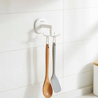 Rotating Kitchen Hook Rack Drill Installation Rotating Utensil Hanger 360° Rotation Under Cabinet Utensil Hook for Renters, Closet, Washroom
