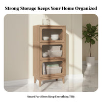 3-Door Low Cabinet Multi-Functional Storage Unit Multipurpose Adaptable Design for Interior Decor Lovers, Homeowners