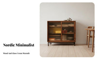 Nordic Design Fluted Glass Door Cabinet Modern design Sideboard Multi-Functional Storage Furniture for Homeowners, Apartment Dwellers, Families, Dining Room, Entryway, Home Office, Kitchen