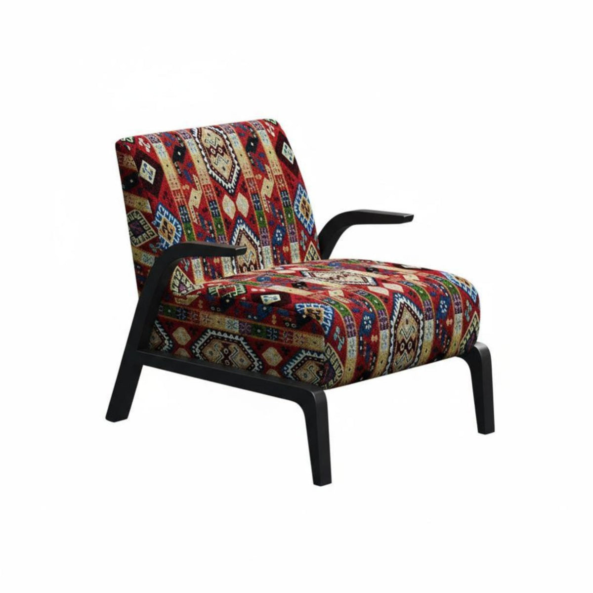 Upholstered Armchair with Wooden Frame Stylishly Crafted Paddinged Lounge Seat Vintage Inspired Comfortable Posterior