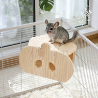 Guinea Pig Wooden House Semi-Enclosed Wooden Hideout House Cave Inspired
