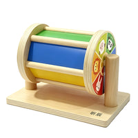 Montessori Wooden Educational Toy Set with Textile Drum and Coin Box for Kids